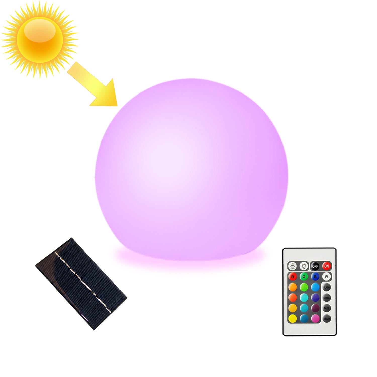 Eco-friendly Solar Rechargeable PE RGB Led Landscape Motif Ball Lights IP55