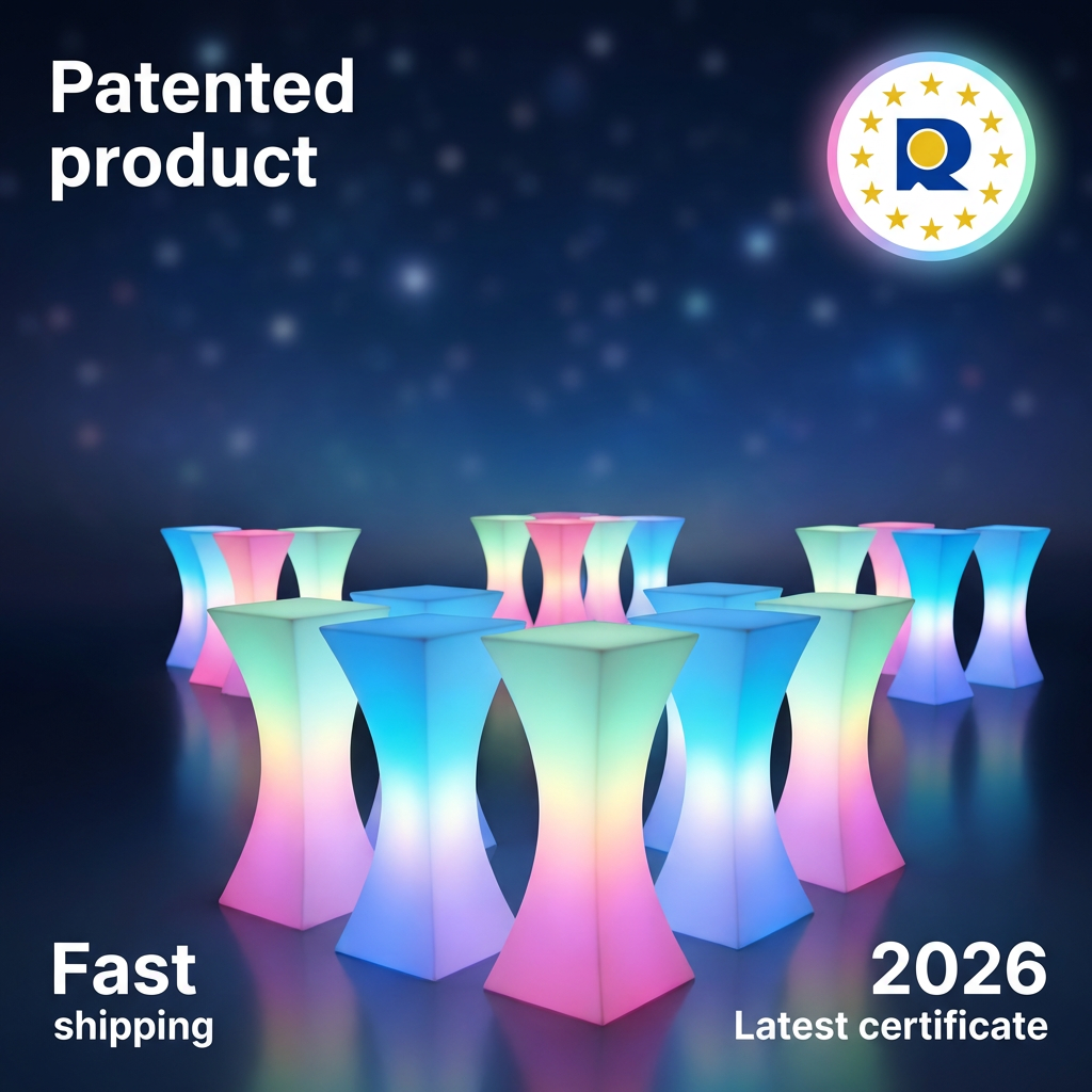 Illuminated LED Cocktail Table | Rechargeable RGB Highboy Table for Events, Parties & Hospitality