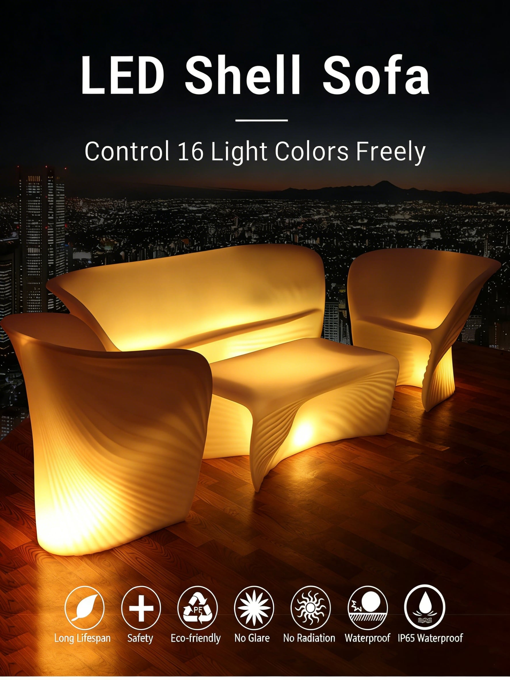 LED Illuminated Furniture European-Style Creative Multicolor Shell Pattern Sofa KTV Bar Coffee Table Manufacturer manufacture