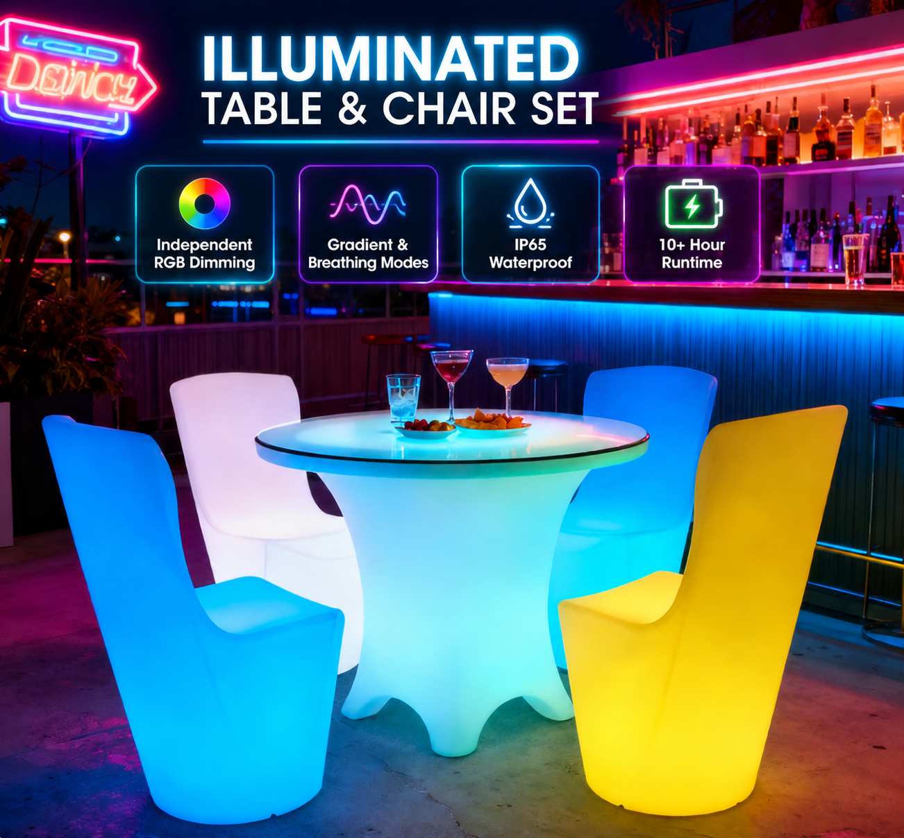 Color Change Led Table and Chair