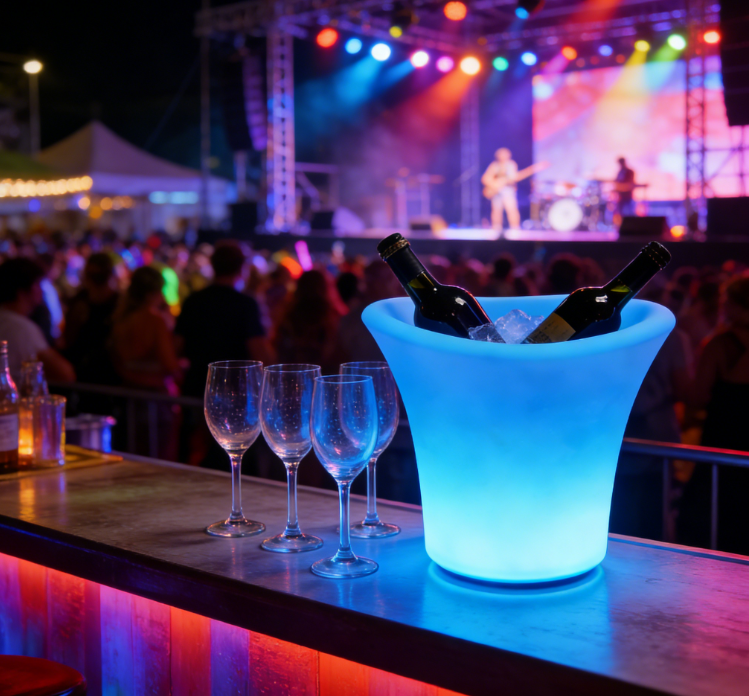 Custom Size Ice Bucket Drink Containers Waterproof Plastic LED Ice Bucket for Bar Promotion