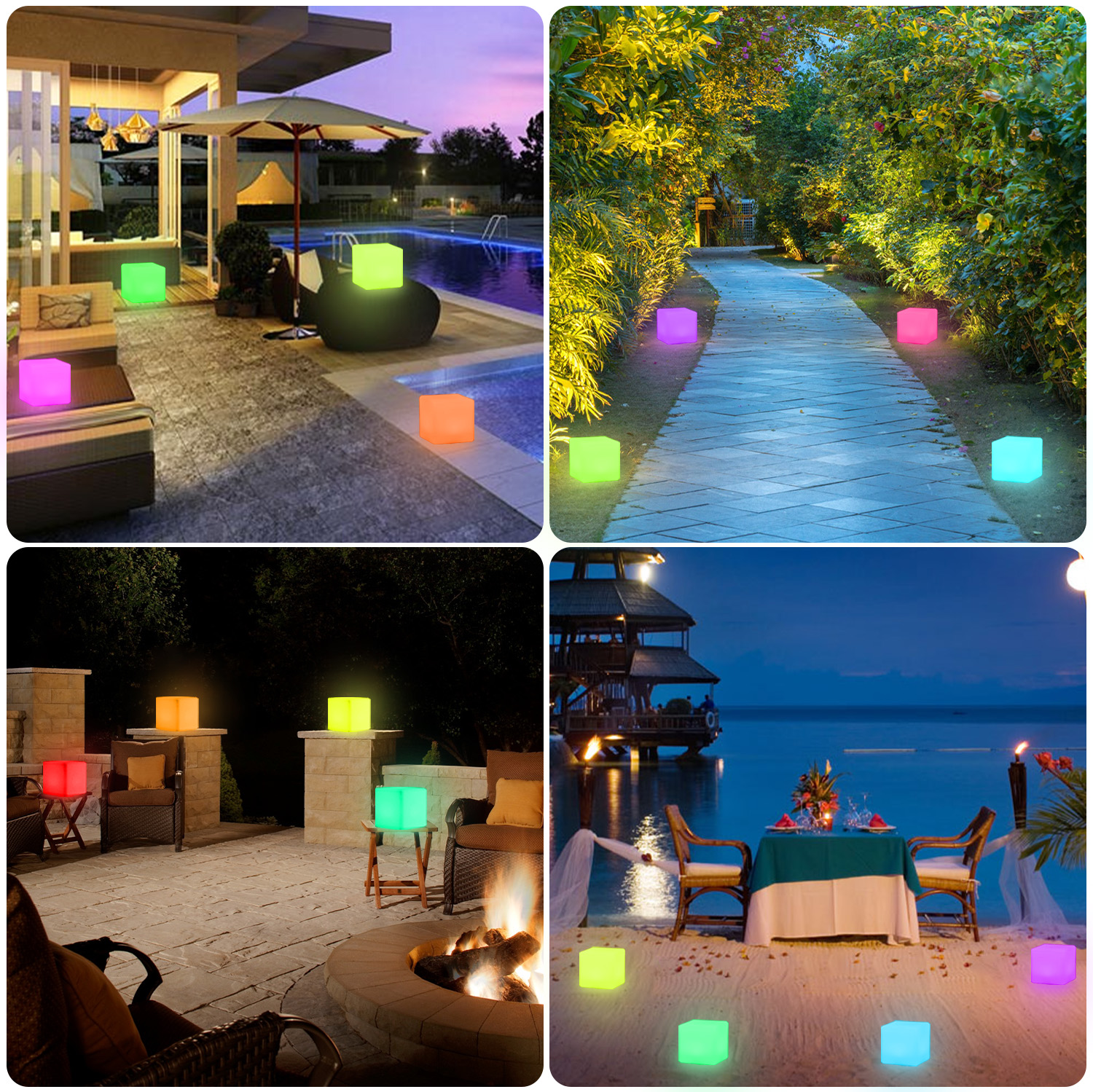 Led Luminous 20cm Cube Indoor Outdoor Plastic Furniture for Bar Nightclub Decoration