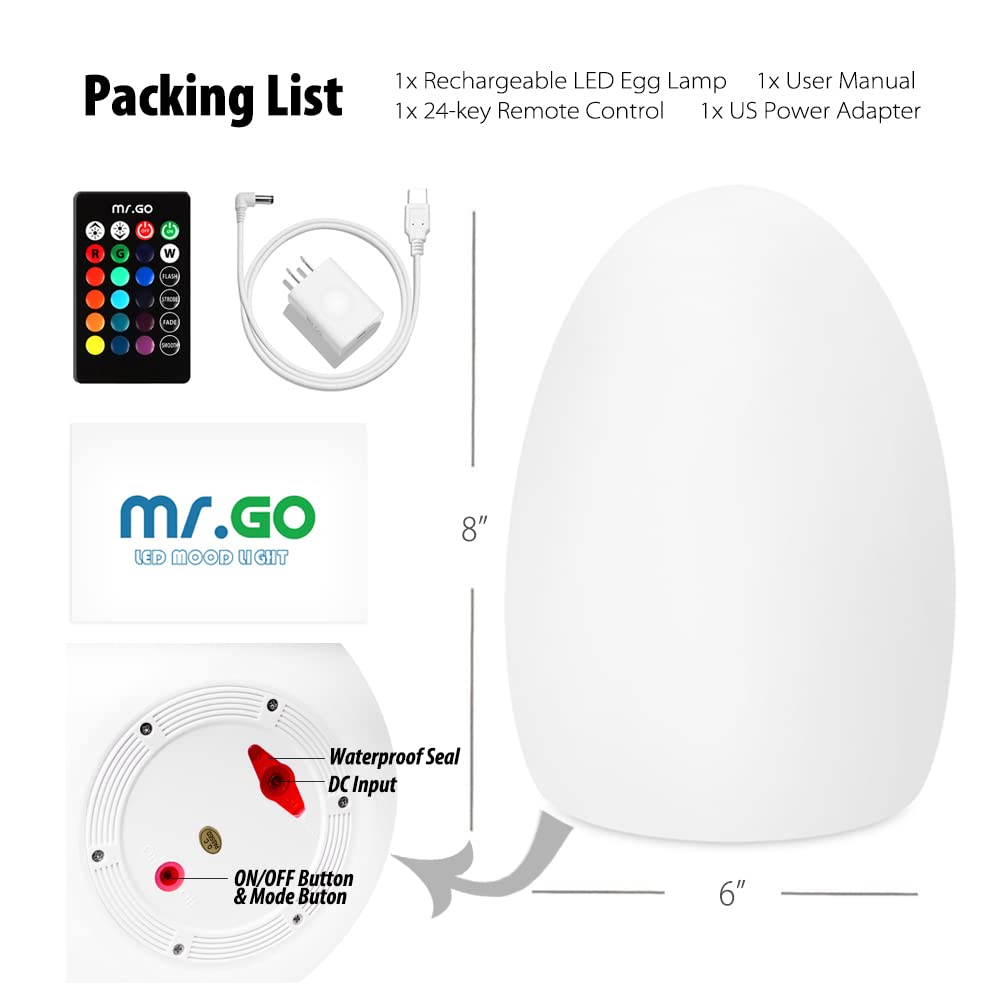 Rechargeable Egg Autistic light RGB IP65 with remote control supplier