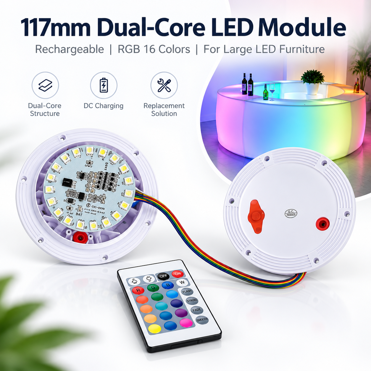117mm Dual-Core Replacement LED Module For Large LED Furniture