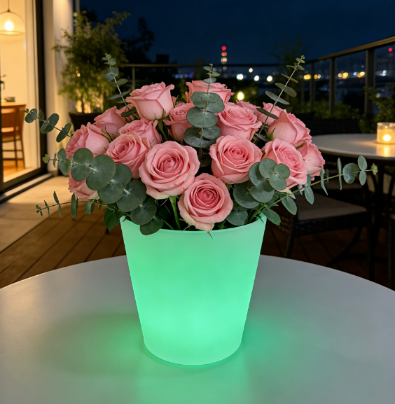 Rechargeable Multi-Color LED Glowing Planter - Waterproof Outdoor Decor Flower Pot for Bar Patio Party