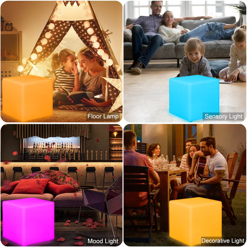 15cm/5.9-inch LED Glowing Cube Square Stool IP65 Outdoor Waterproof Cube Light LED Remote Controlled Cube factory