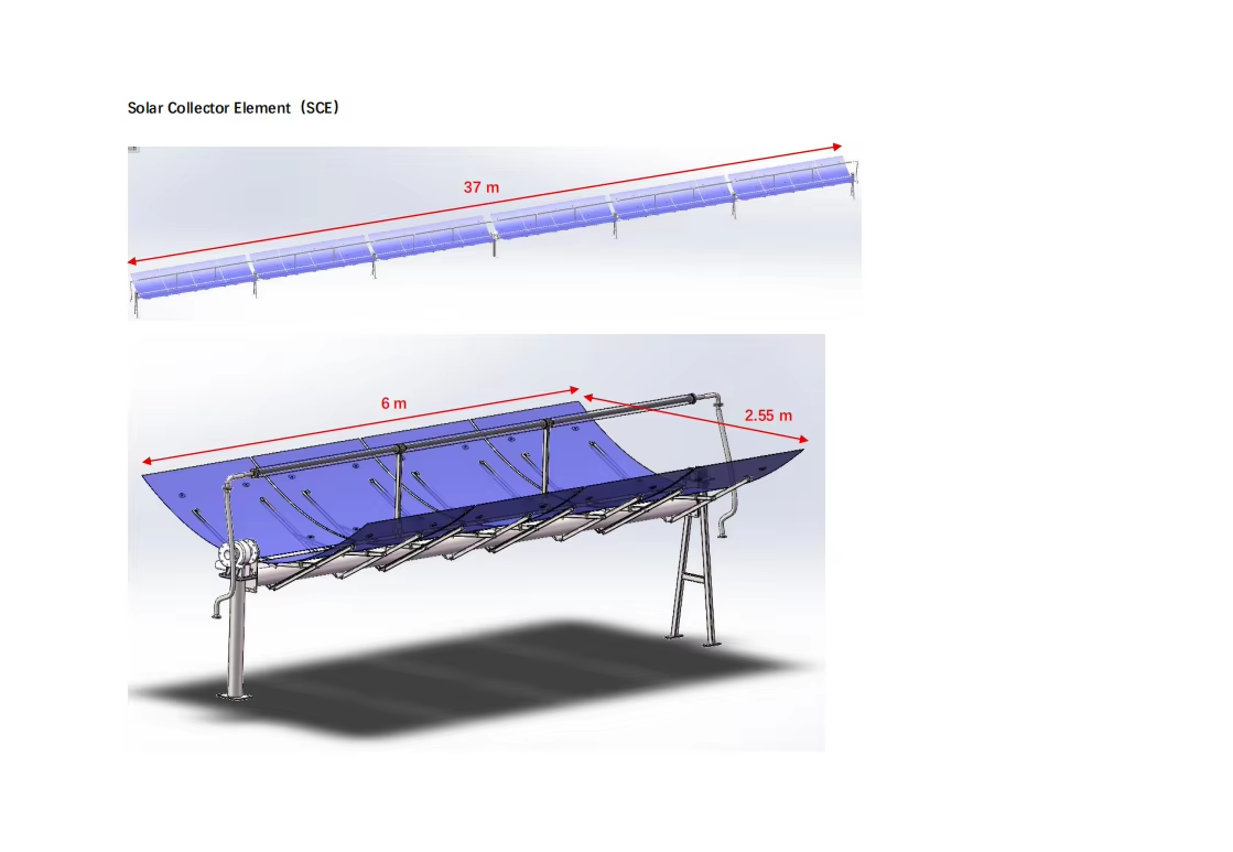 demax parabolic trough solar collector aperture width 255m concentrated industrial heating steam generation model dm ptc 2550-6