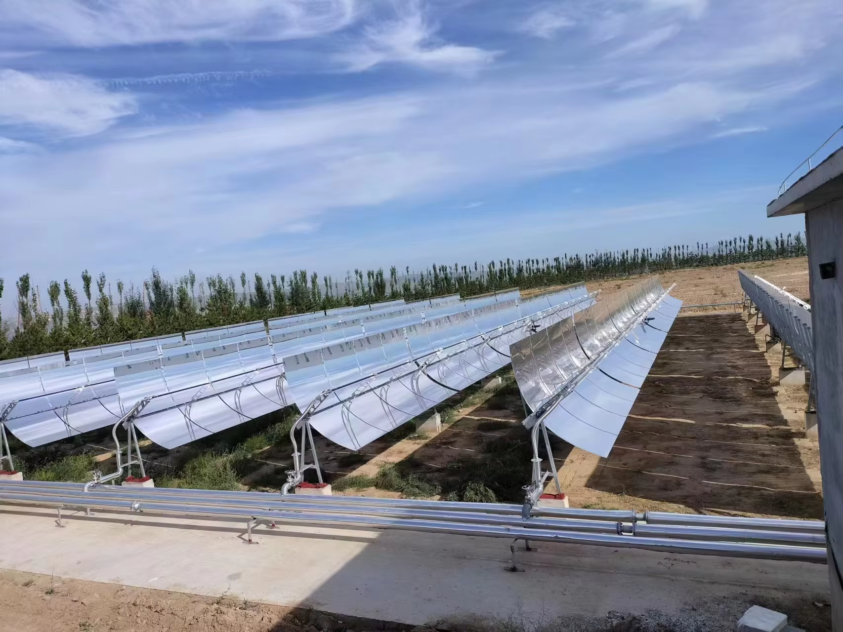 demax parabolic trough solar collector aperture width 255m concentrated industrial heating steam generation model dm ptc 2550-16