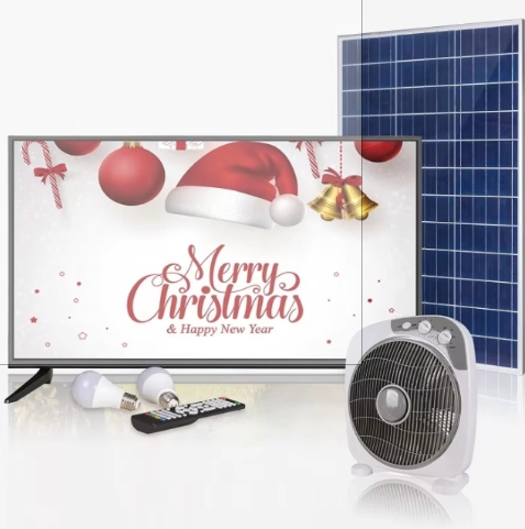 Demax 32-Inch Solar Powered Smart TV | Sun-Powered Rechargeable Battery TV with 60W Solar Panel | Off-grid