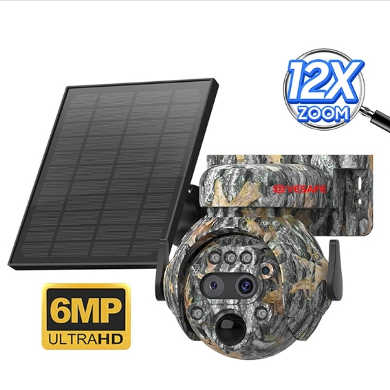 Camouflage 12X Zoom Dual lens Solar Battery PTZ Camera Solar Camera