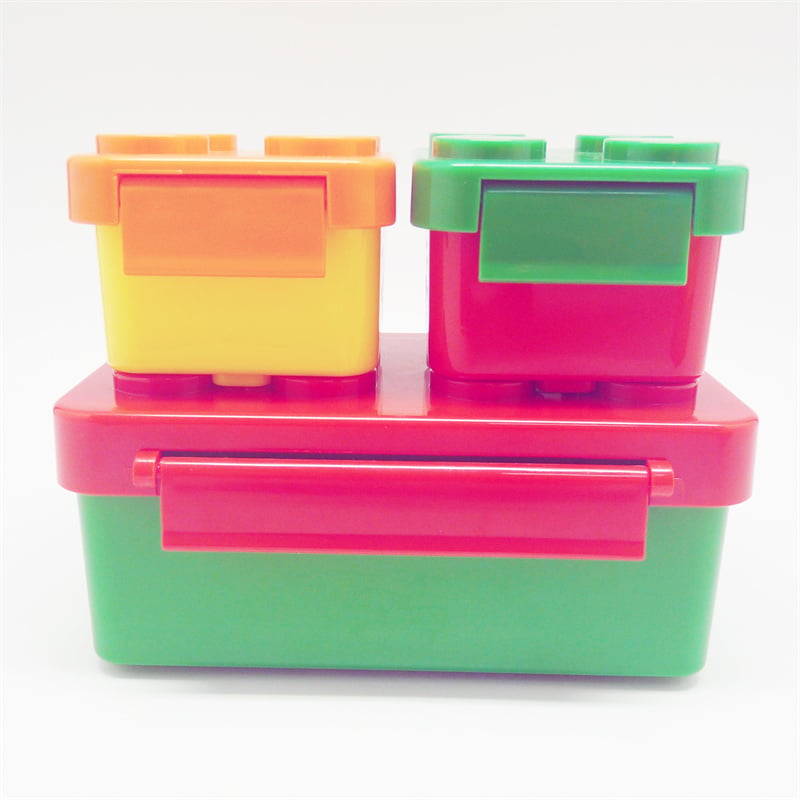 Stackable Building Block Style Plastic Storage Box / Colorful Toy Organizer with Lid for Kids & Home