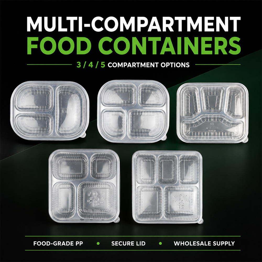 Transparent Disposable Multi-grid Meal Box 3 4 5 Compartments Takeaway Food Packaging Container