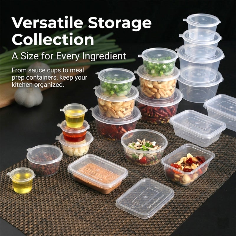 Disposable Sauce Cups with Lids Leakproof Food Grade Plastic Condiment Containers