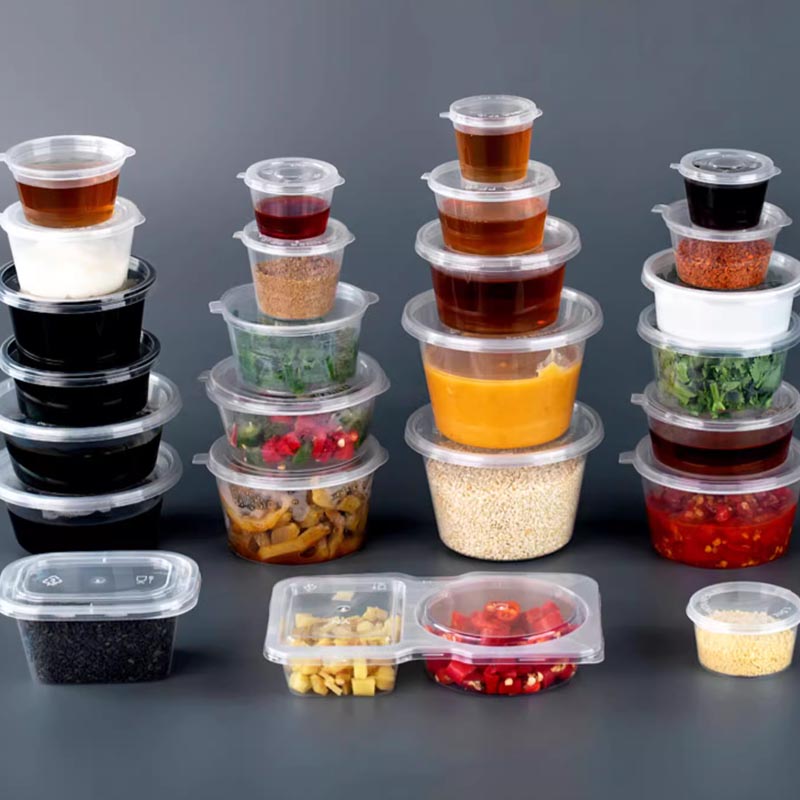 Disposable Food Grade PP Plastic Split Sauce Cups with Lids