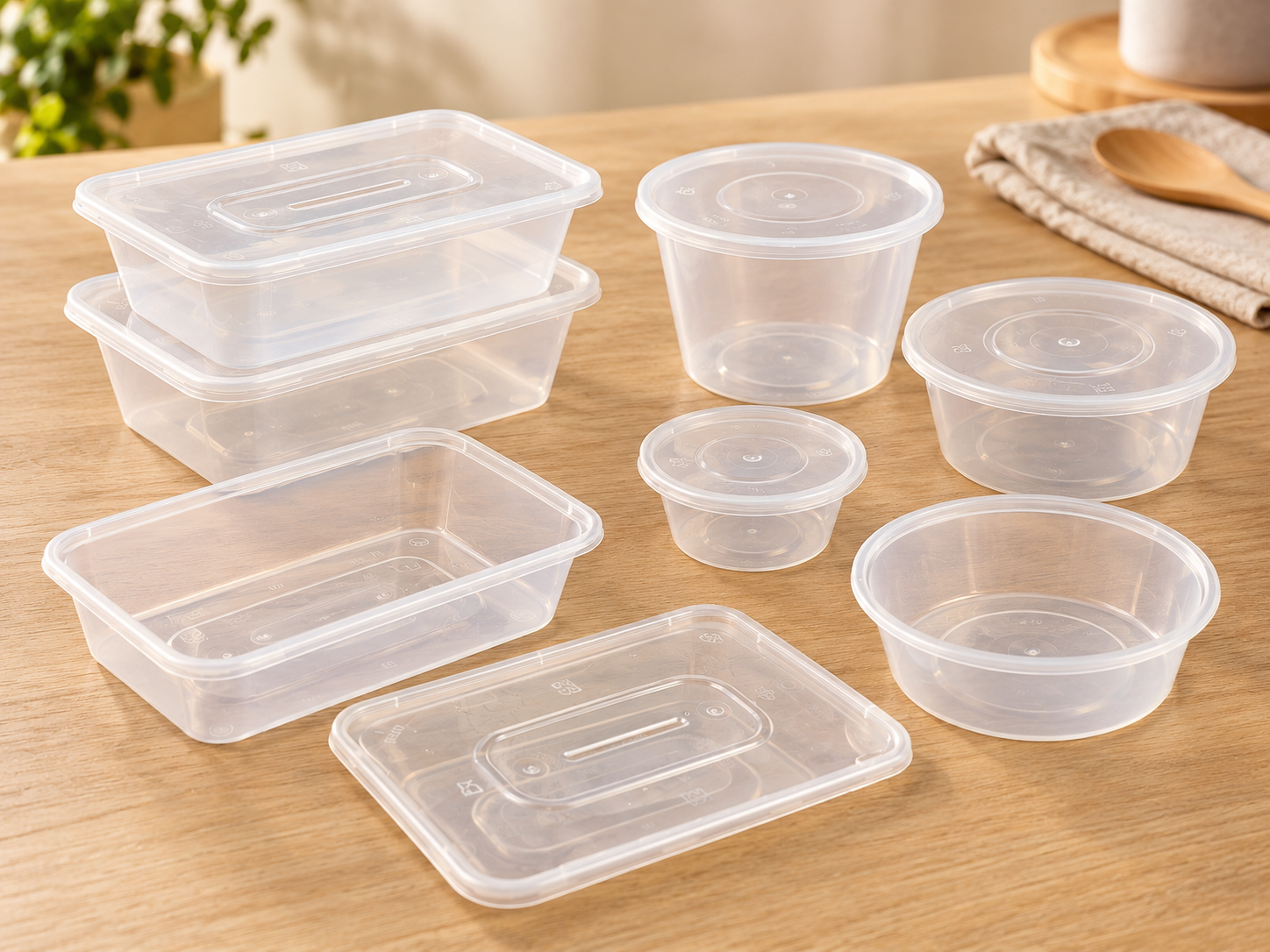 Disposable Transparent PP Plastic Round Bowl & Food Box Food-grade Takeout Container Customized in Various Sizes for Food Packaging
