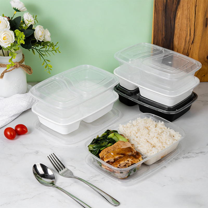 Boîte à déjeuner jetable en PP conforme aux normes alimentaires, avec couvercle | Boîte bento américaine réutilisable et utilisable au micro-ondes
