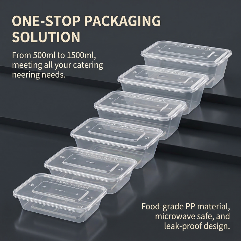 Disposable PP Lunch Box 500ml-1000ml Rectangular Food Grade Plastic Container Meal Prep Food Storage Packaging Box