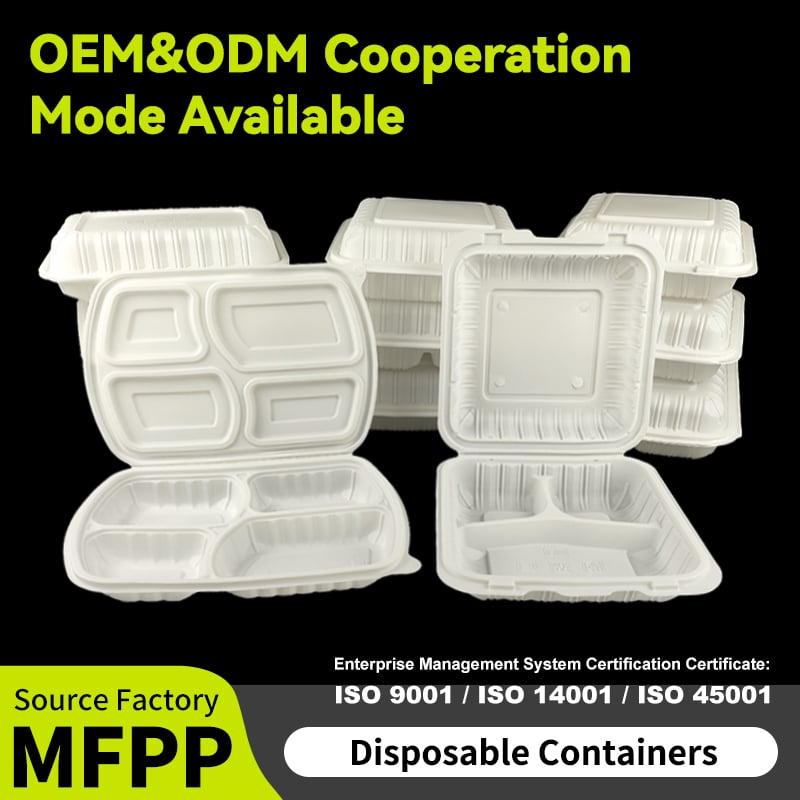 Biodegradable disposable hamburger boxes are suitable for packaging hamburgers for delivery and can be used in microwave ovens