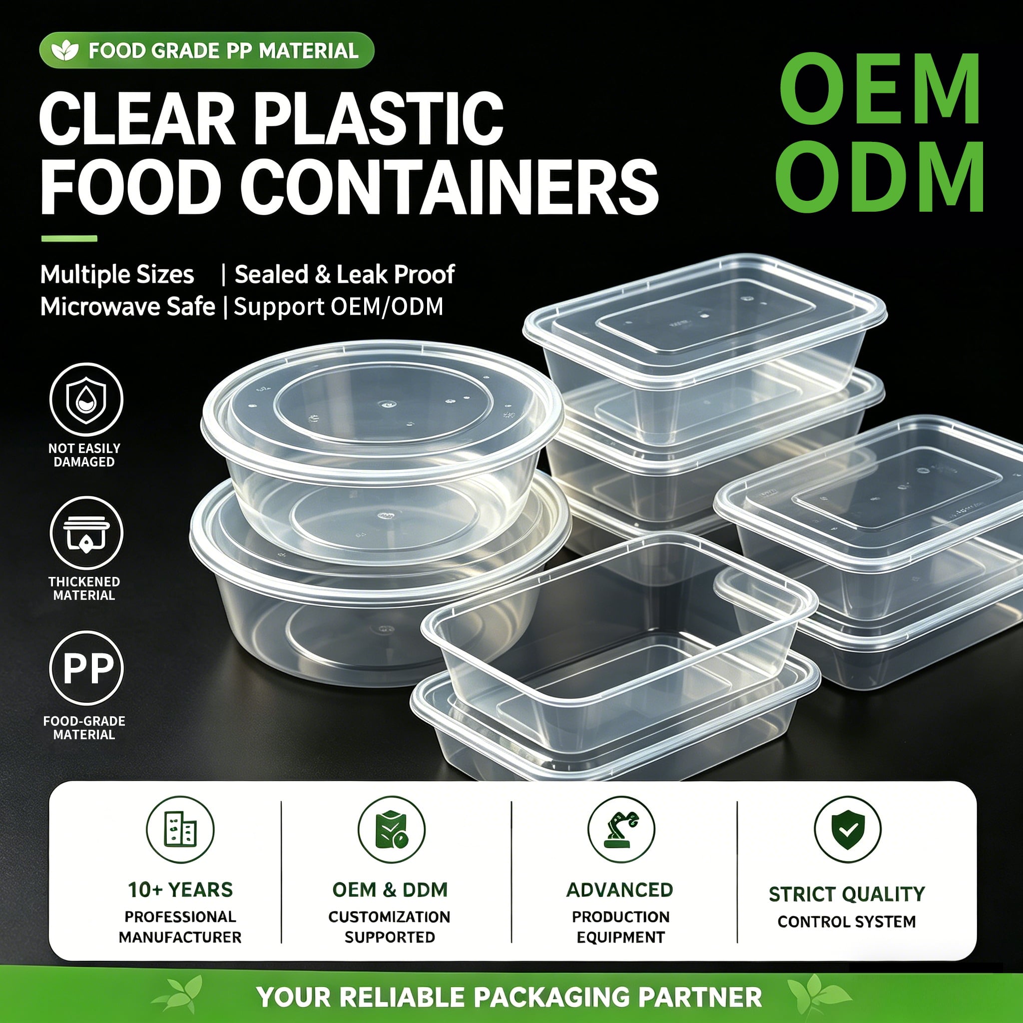 Food-Grade Transparent Round Bowls | Leakproof Microwave-Safe Takeaway Containers