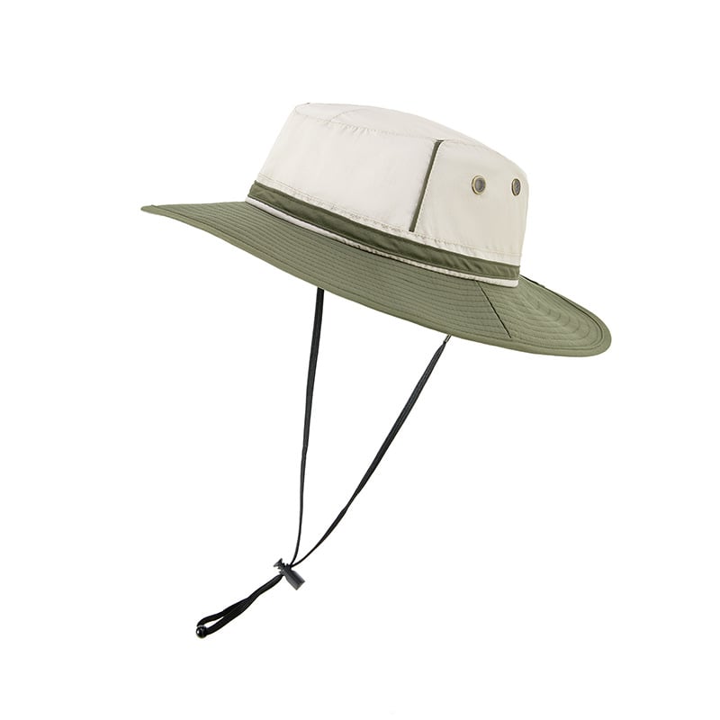 Chapeau cloche bicolore avec cordon anti-vent