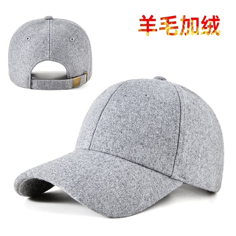 Winter Keep Warm Grey Fleece Baseball hats for Men