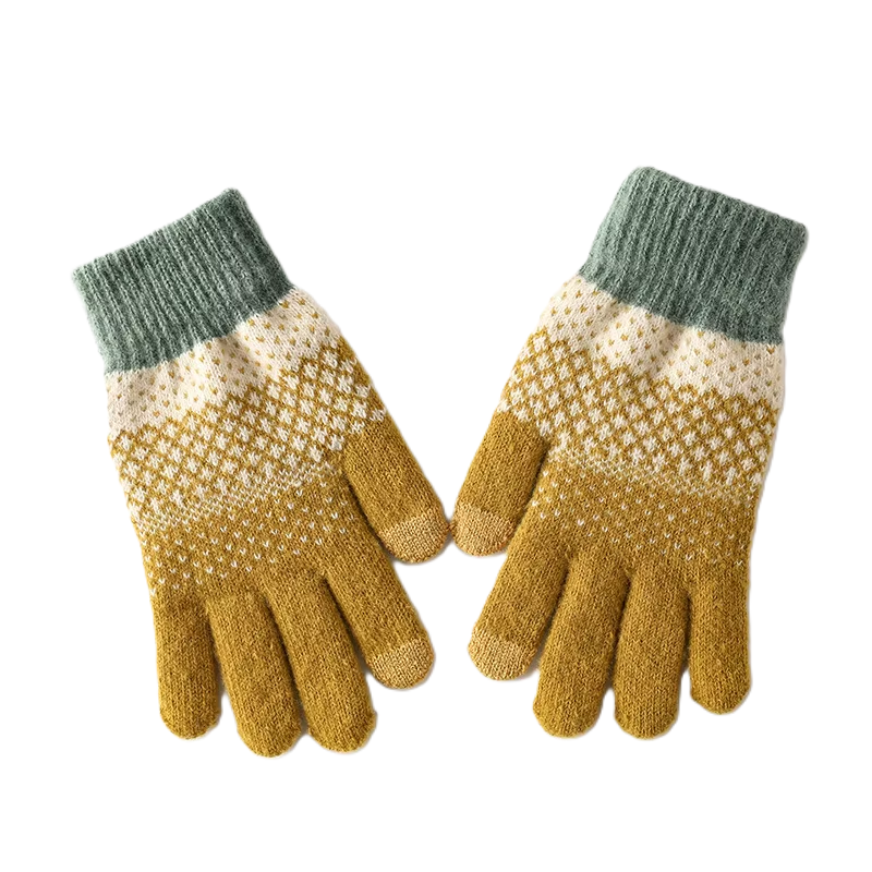Jacquard Acrylic Touch Screen Gloves For Women