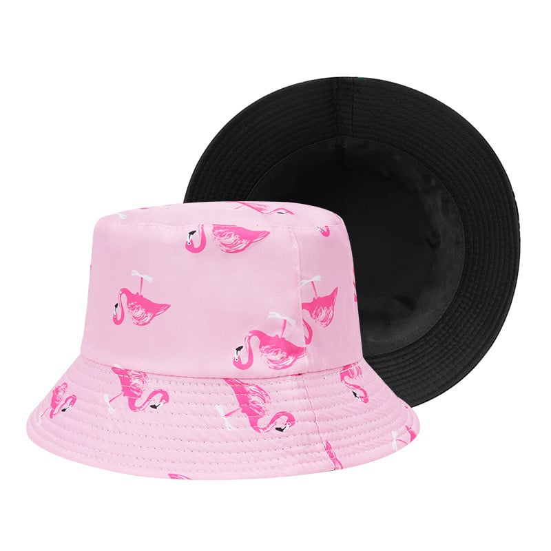 Růžový módní klobouk typu bucket hat s vlastním tiskem