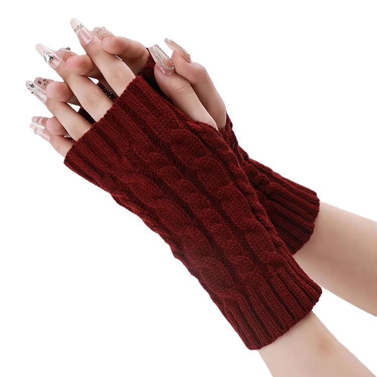 Short Cable Half-Finger Fingerless Gloves For Women
