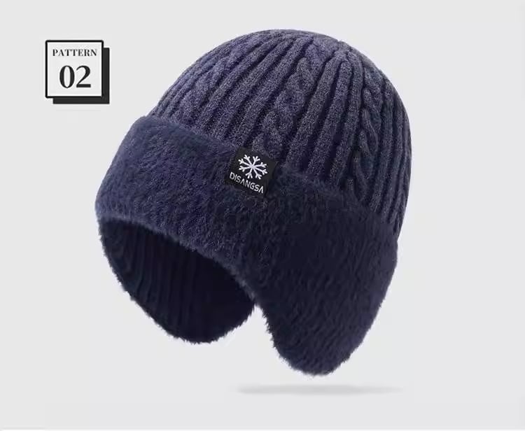 Dunkelblaue Mütze mit Ohrenschutz zum Verkauf