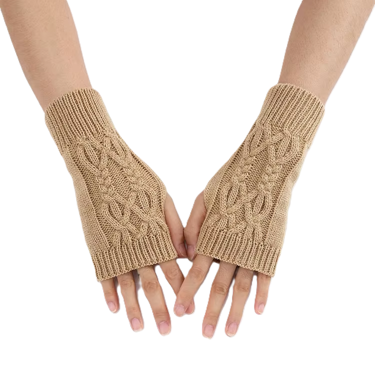 Cable Short Half-Finger Fingerless Gloves For Wholesale