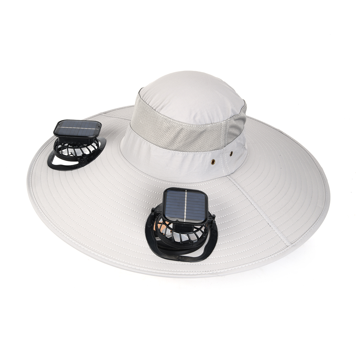 Chapeau cloche à large bord avec ventilateur solaire pour pêche et randonnée