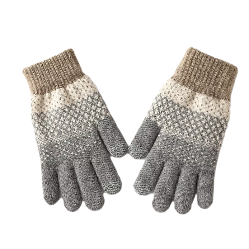 Guants de punt jacquard acrílic per a pantalla tàctil per a dones