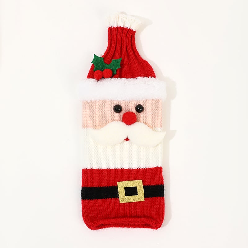 Copertura a Maglia con Design di Babbo Natale per Bicchiere di Vino Natalizio per Decorazione Festiva