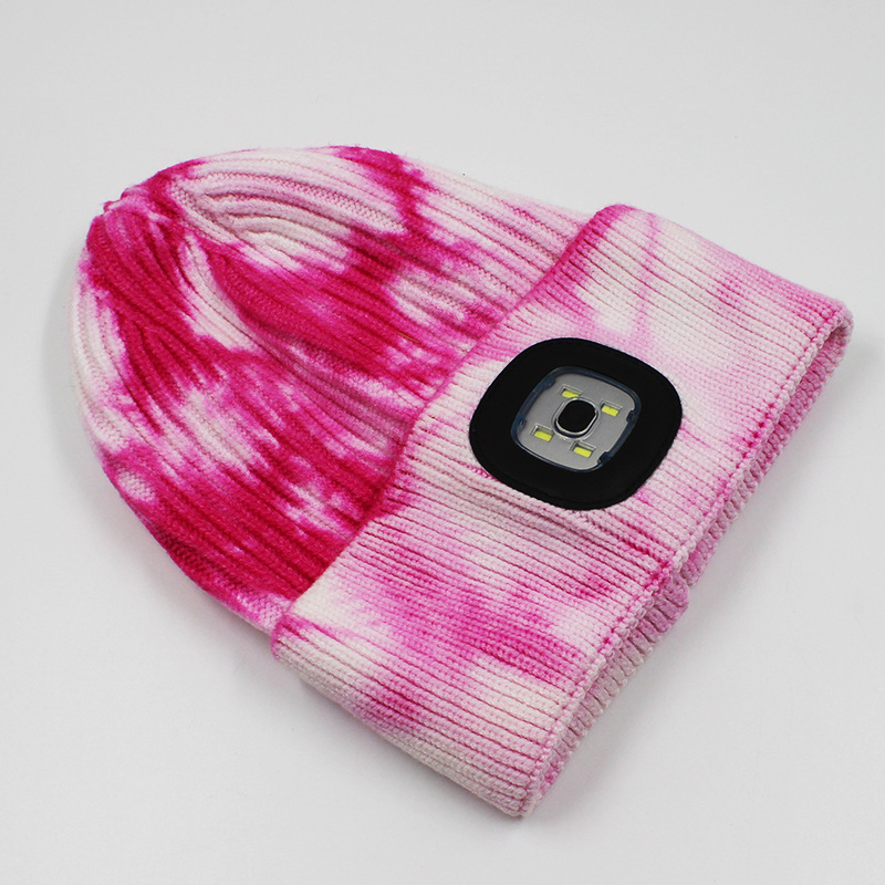 Kulatá čepice s tie-dye potiskem a LED k prodeji