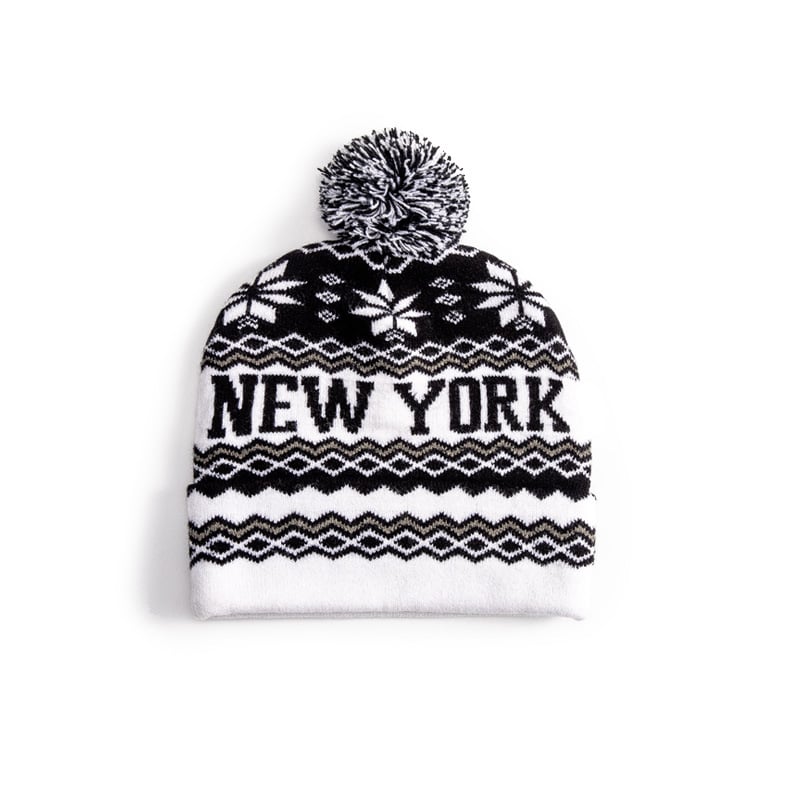 Pompom Jacquard Beanie Hat For Wholesale