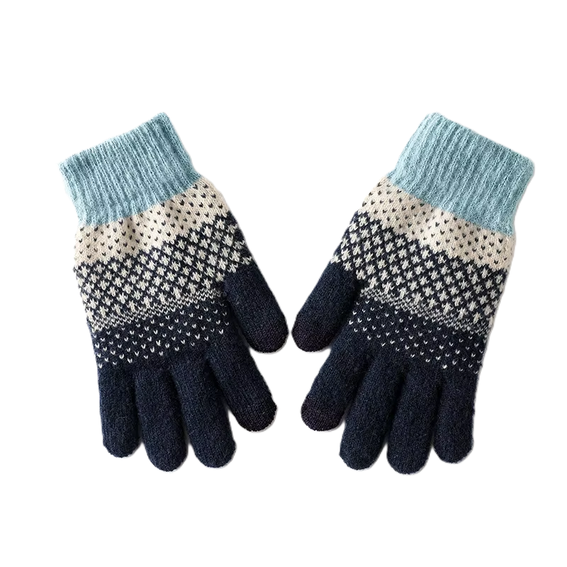 Guants de punt jacquard acrílic per a pantalla tàctil per a dones