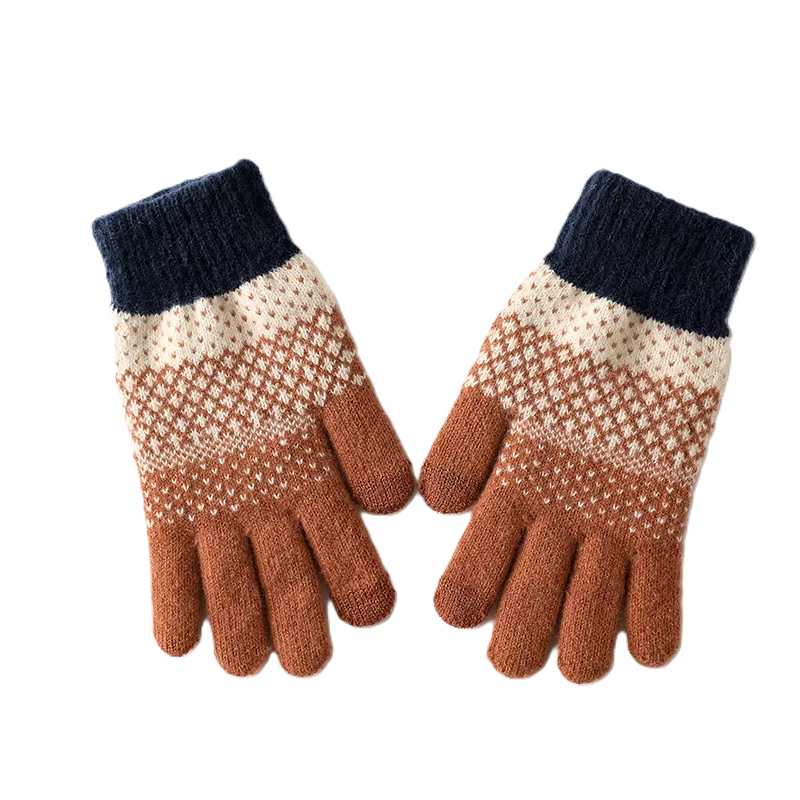 Guants de punt jacquard acrílic per a pantalla tàctil per a dones