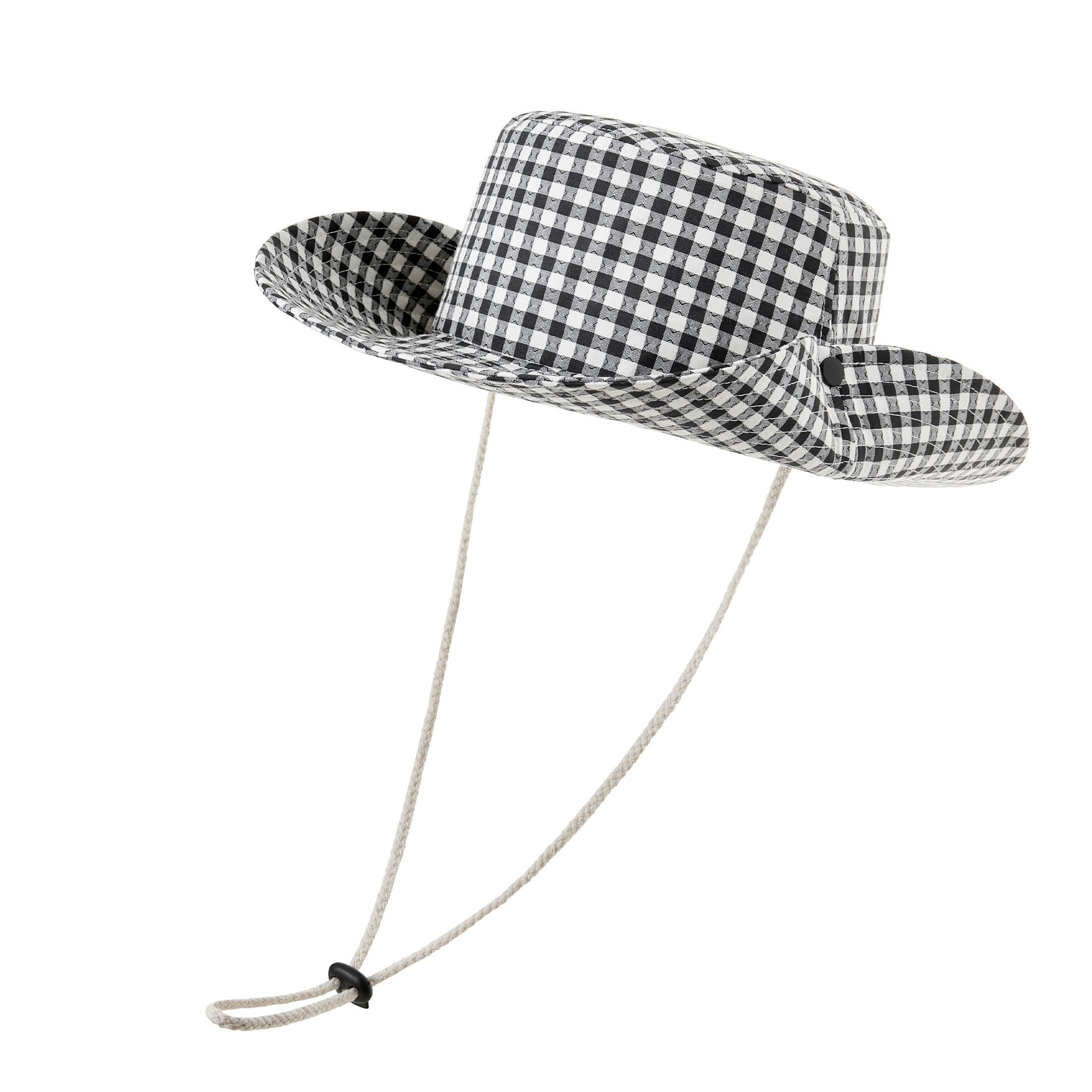 Chapeau de pêcheur à motif échiquier avec cordon anti-vent