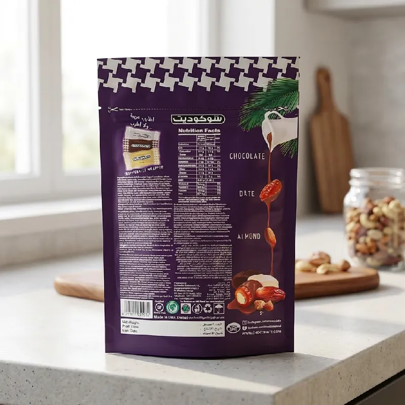 Brugerdefineret PET/VMPET/PE stand-up lomme til chokolade og slik