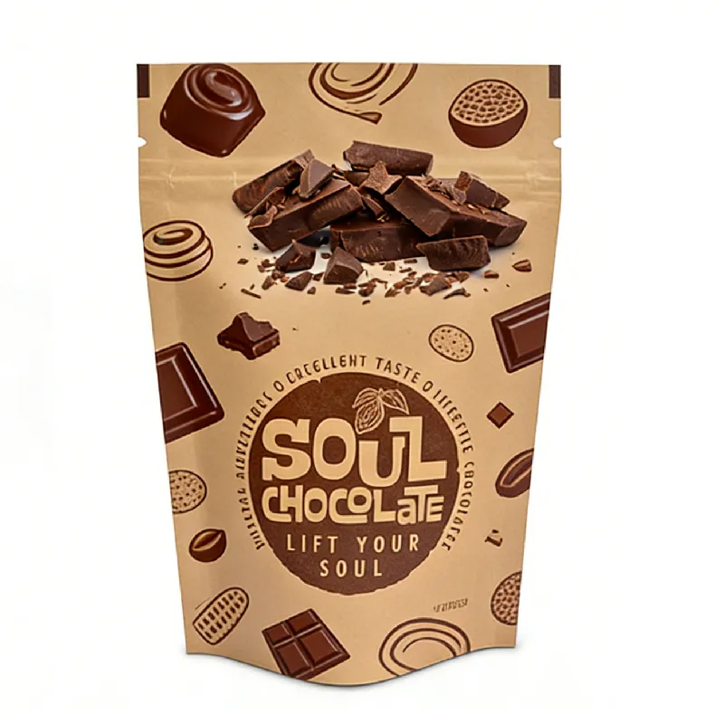 Custom Kraft Paper Stand-Up Zipper Pouch for Premium Chocolate