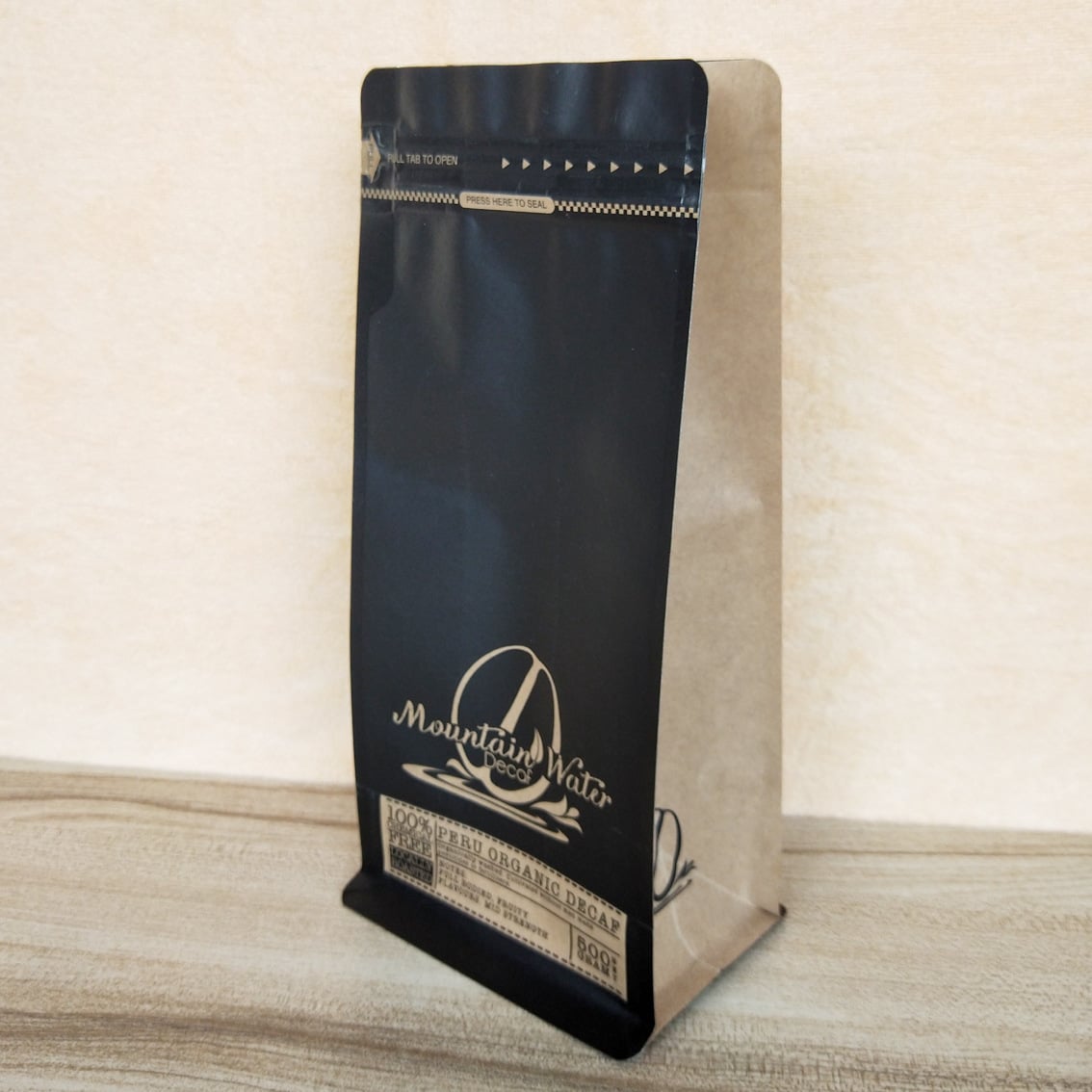 Kraft Recyclable Coffee Bag Blockbodenbeutel 1kg Flat Bottom Pouch