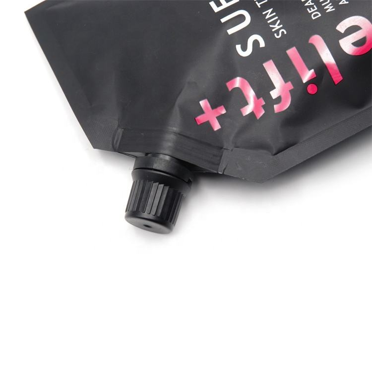 Black Spout Pouch Packaging Bag Shampoo Cosmetic Spout Pouch for Liquid