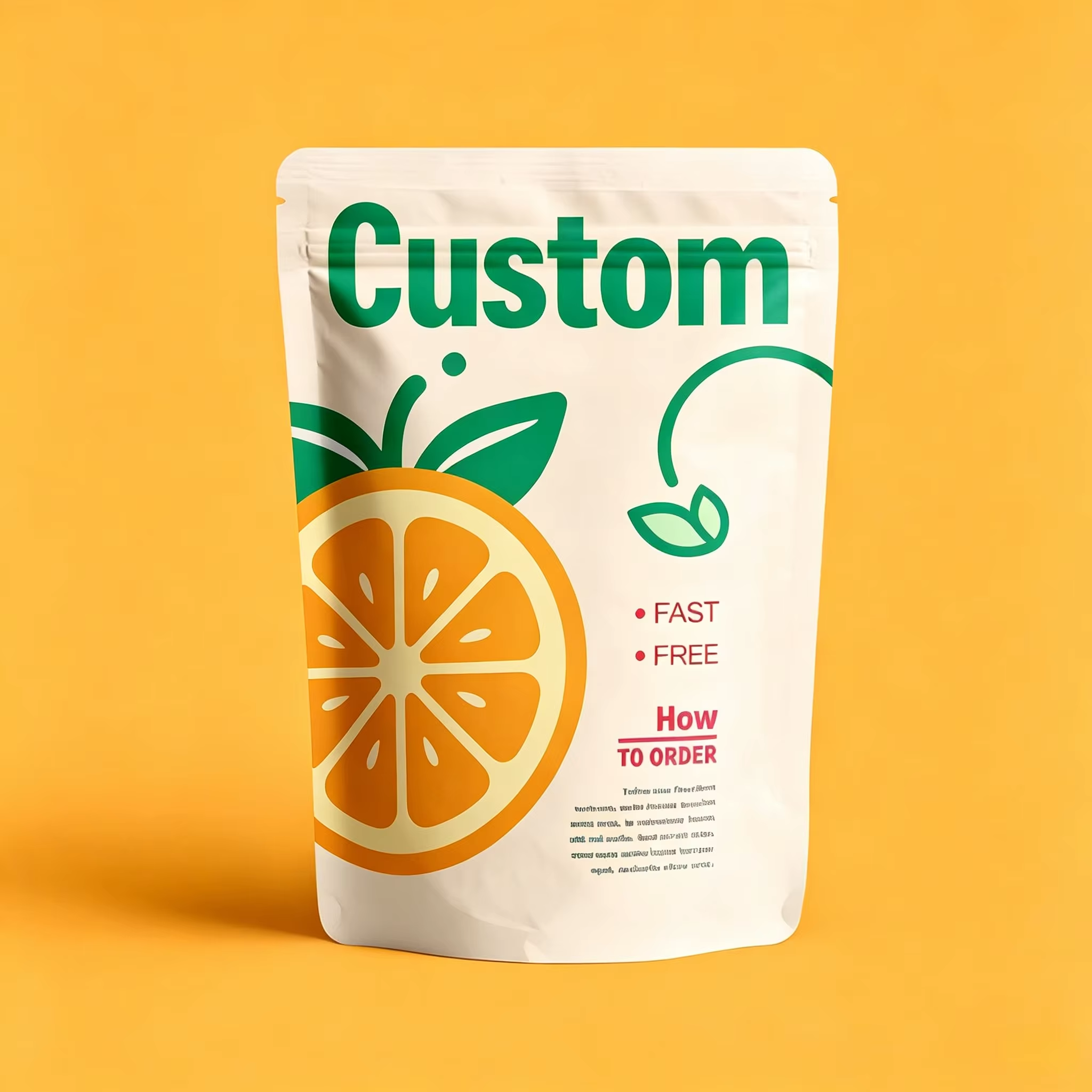 Custom Printed Stand Up Zipper Pouch for Fruit Snack Packaging
