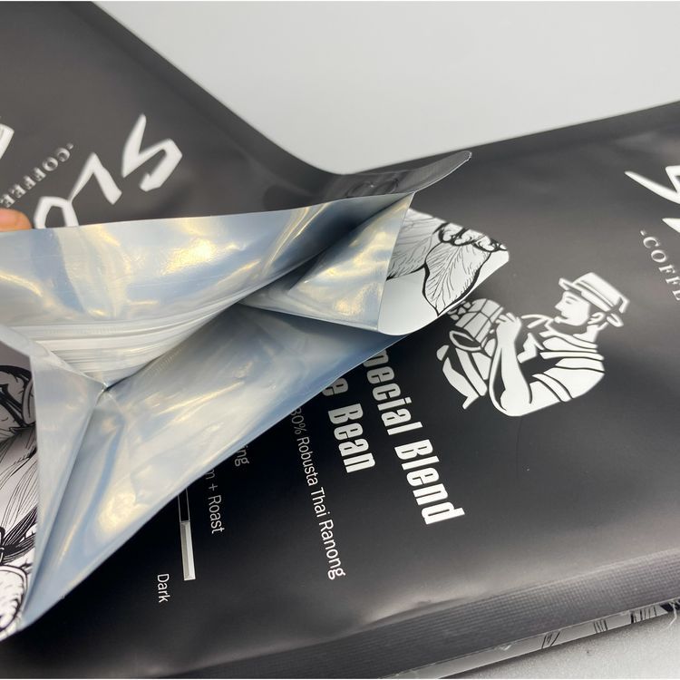 250g Recycle Flat Bottom Standing Zipper Lock Coffee Bean Packaging Bag