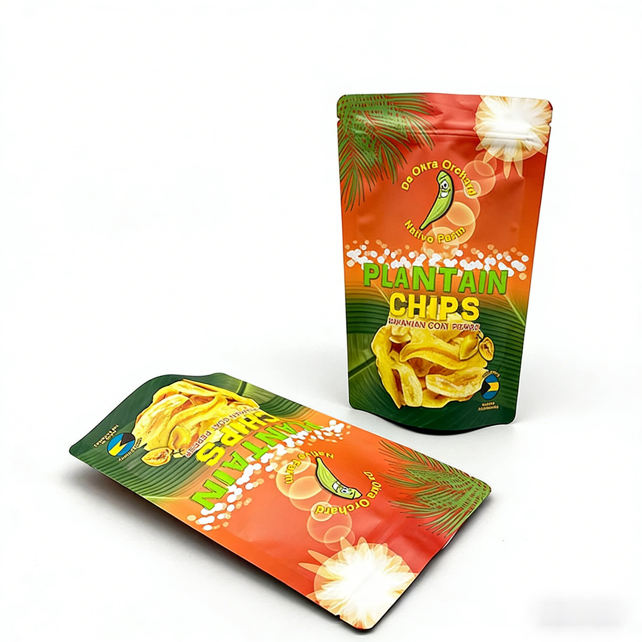 Custom Glossy Stand-Up Pouch for Dried Plantain Chips Plastic Packaging