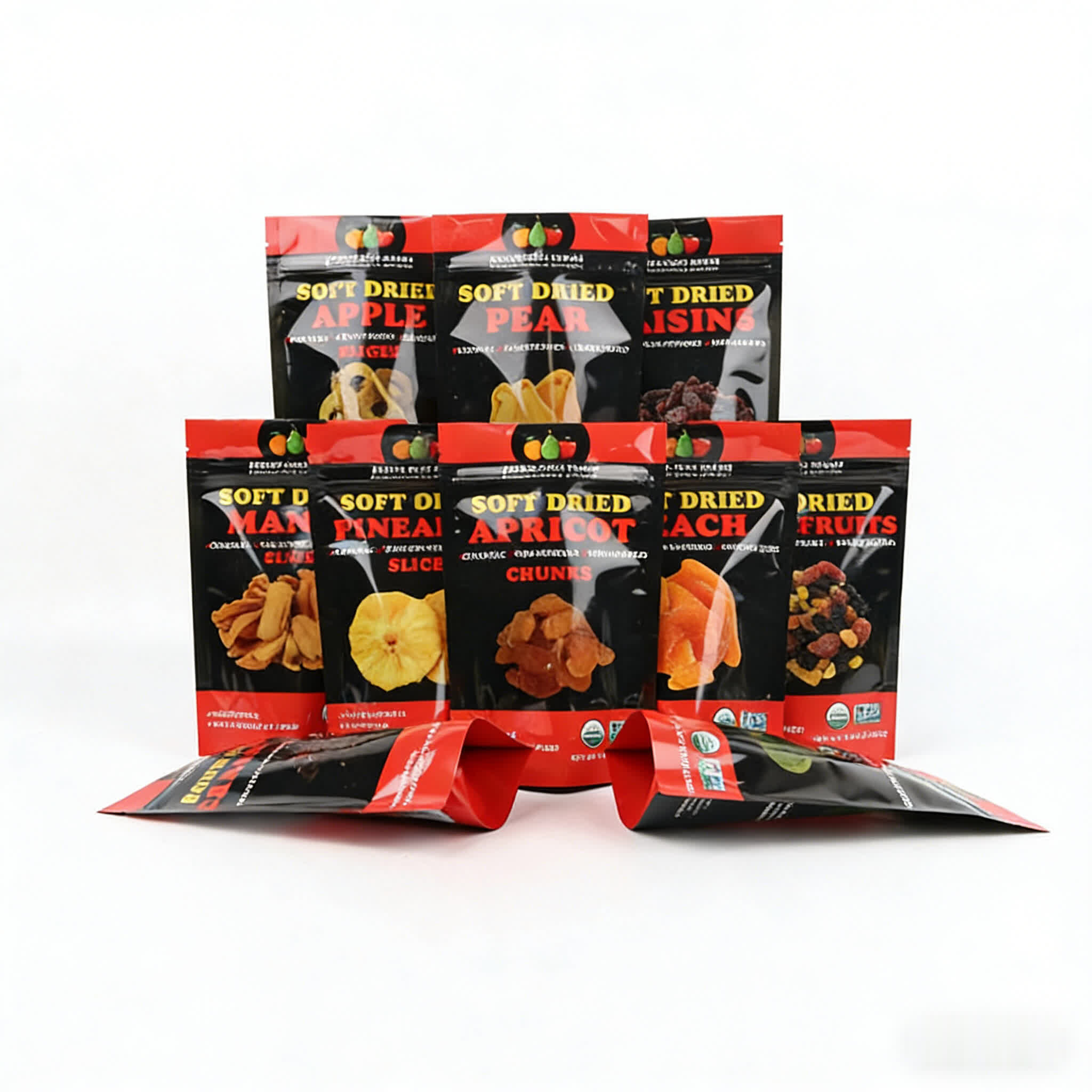 Custom Glossy Stand-Up Pouch for Dried Pineapple  Plastic Packaging