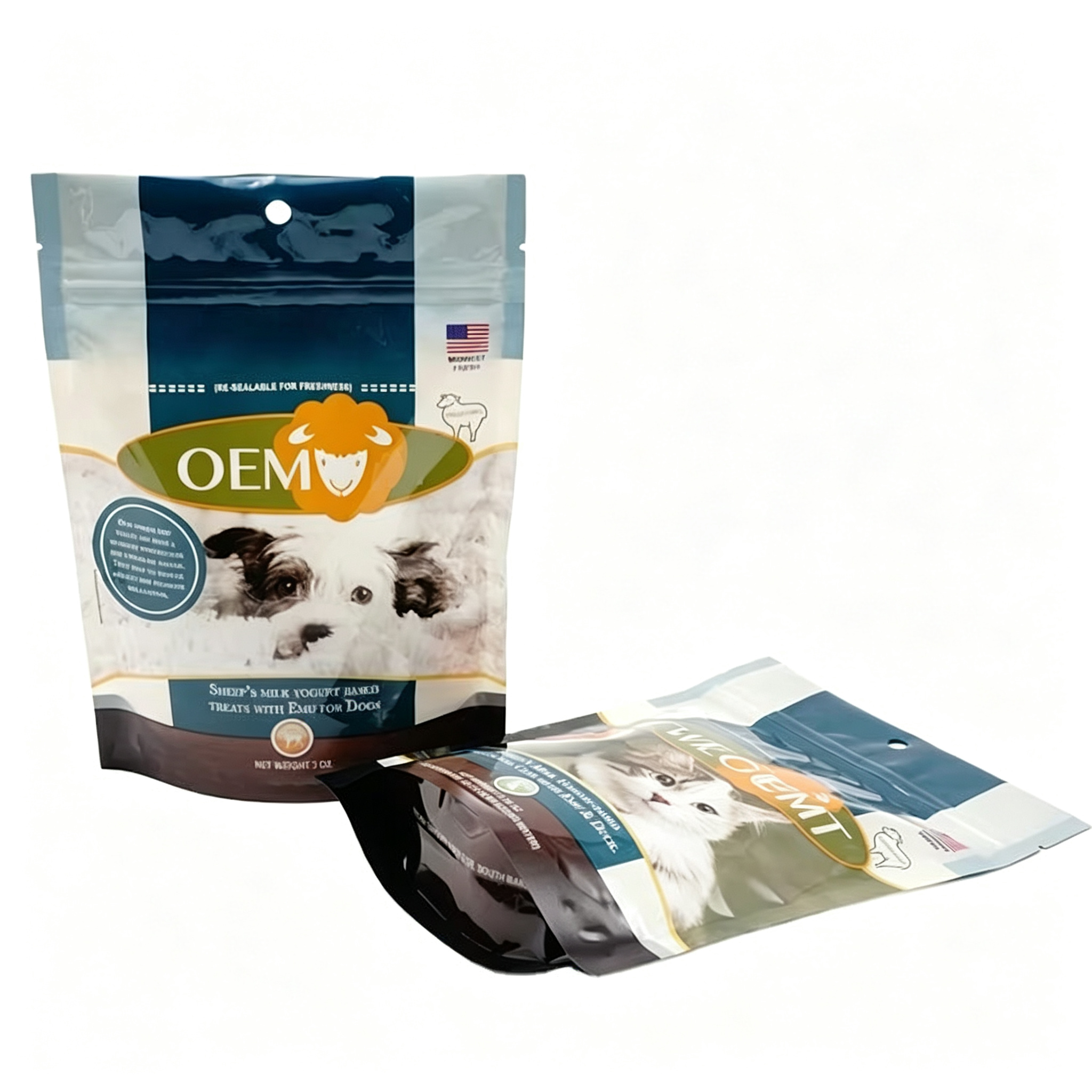 Customized Gravure Printing Stand up Pouch Doypack Factory Direct Supply Dry Packaging Cat Pet Food Treat Snack Zipper Top Bag