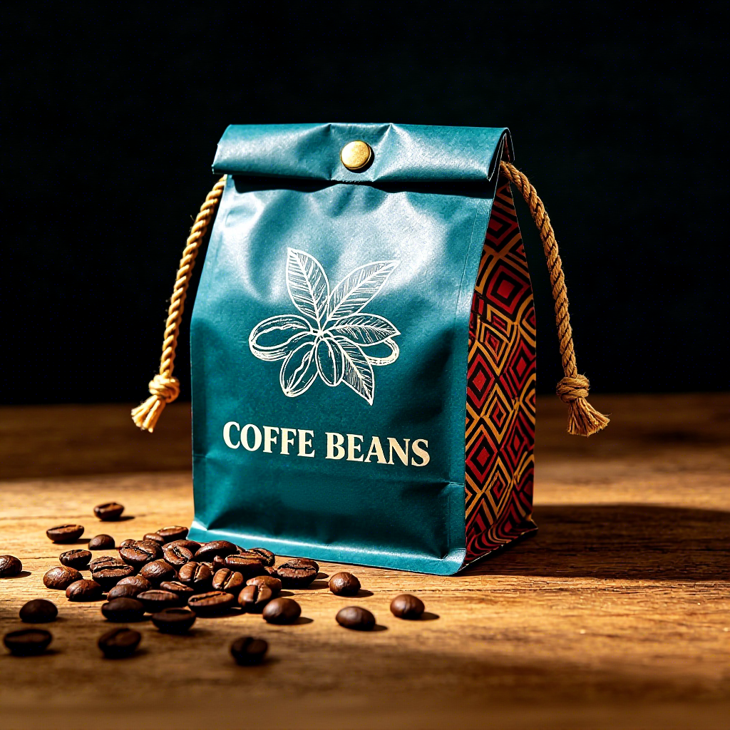 Sacchetto piatto per chicchi di caffè con valvola monodirezionale di sfiato e chiusura lampo richiudibile, sacchetto personalizzato con logo per chicchi di caffè, tè e polveri
