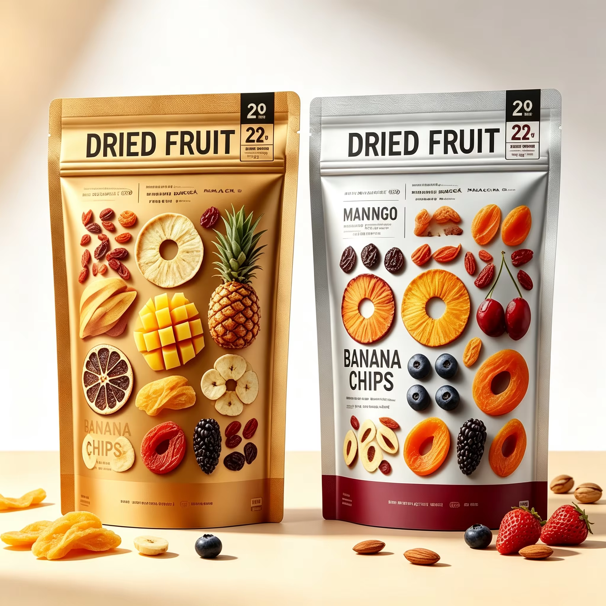 Custom Printed Stand Up Zipper Pouch for Dried Fruit Packaging