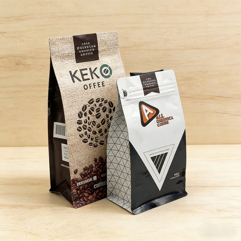 Biodegradable Kraft 250g Coffe Packaging Zipper Flat Bottom Coffee Bean Bag Valve